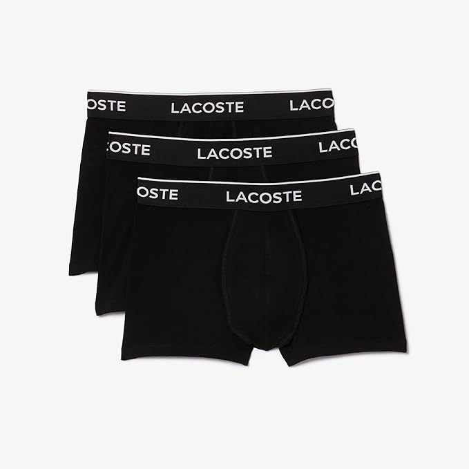 Lacoste mens Cotton Stretch Tricolor Waistband Trunks, 3-pack